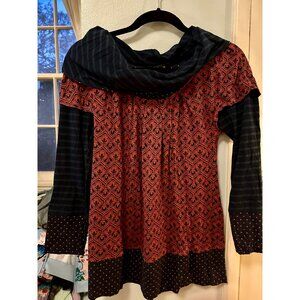 MARC by MARC JACOBS cowl neck knit top - S - long sleeved print tee roomy fall